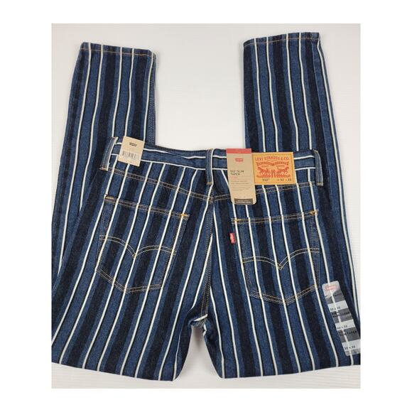 NWT Levi 512 Slim Taper Mens 32x32‎ Dark Wash Blue Striped Retro Denim Jeans - Picture 6 of 8